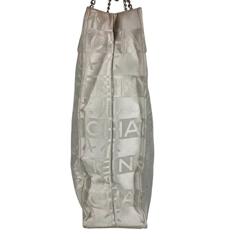 Chanel Shoulder Bag Ginza Limited Logo CC Coco Mark Logo Leather / Canvas White