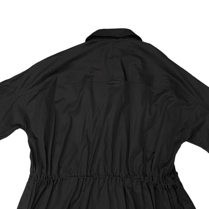 Hermes Shirt Dress Spring Coat 5e0573dv 40 Size Cotton Crew de Sel Noir Black