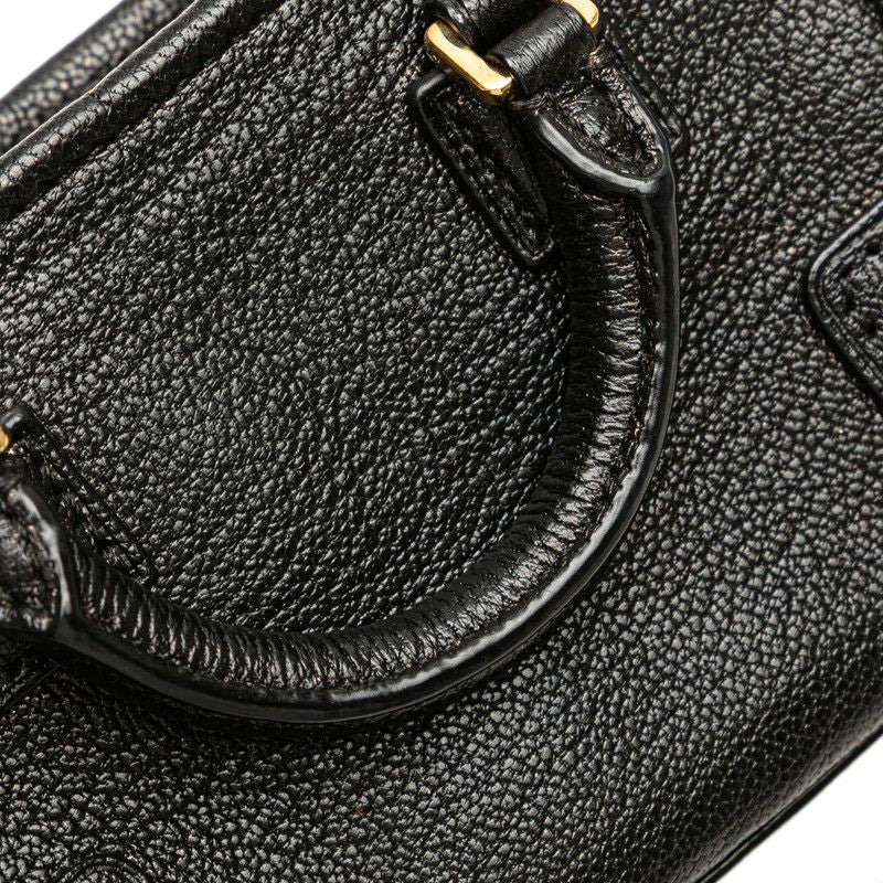 Loewe Anagram Amasona Micro Mini Handbag Shoulder Bag 2WAY Black Leather Women