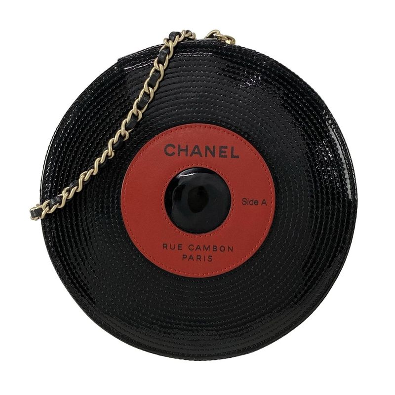 Chanel Clutch Bag Record Black×red Leather