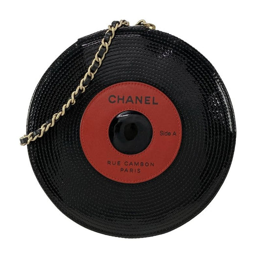 Chanel Clutch Bag Record Black×red Leather