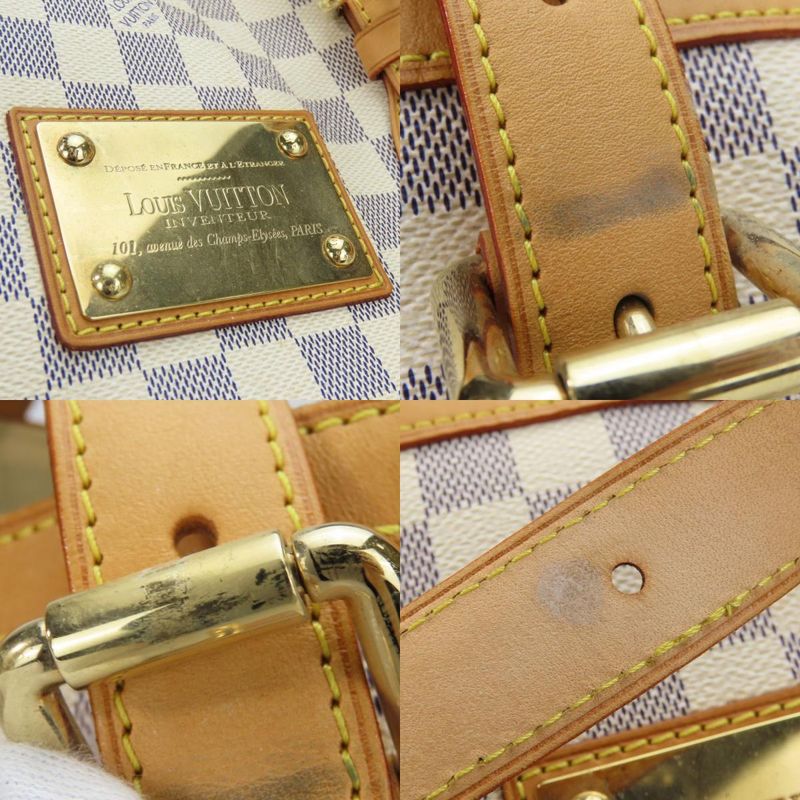 Louis Vuitton Tote Bag Hampstead MM N51206 Damier Azure Nubuck White Gold