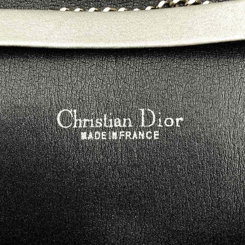 Christian DIOR Chain Shoulder Bag Lame Thread Canvas Navy Women