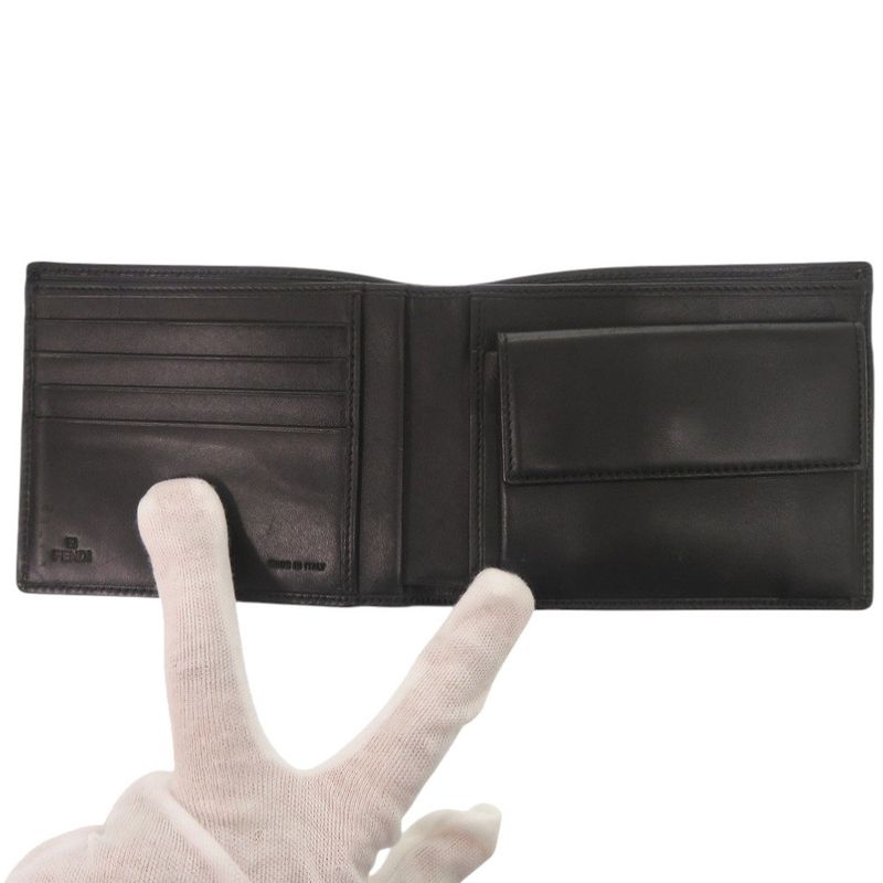Fendi Zucca 7m0001 Canvas Black Bifold Wallet Black 0887 Fendi