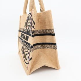 Christian DIOR Book Tote Small Tote Bag Jute Canvas