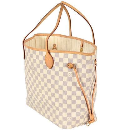 Louis Vuitton Neverfull MM Tote Bag Damier Azure N51107 White Sp4079 Women
