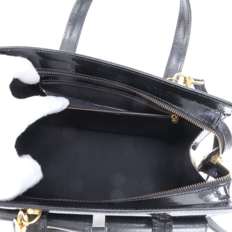 Fendi Leather 2WAY Shoulder Bag Crossbody Hand Tote Black Gold Hardware Women's