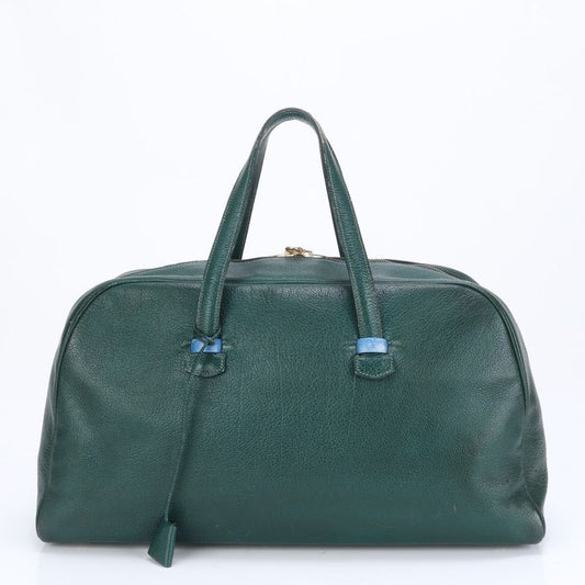 Hermes 00W Marked Gallop 50 Leather Boston Bag Green Business Travel A4 Tote