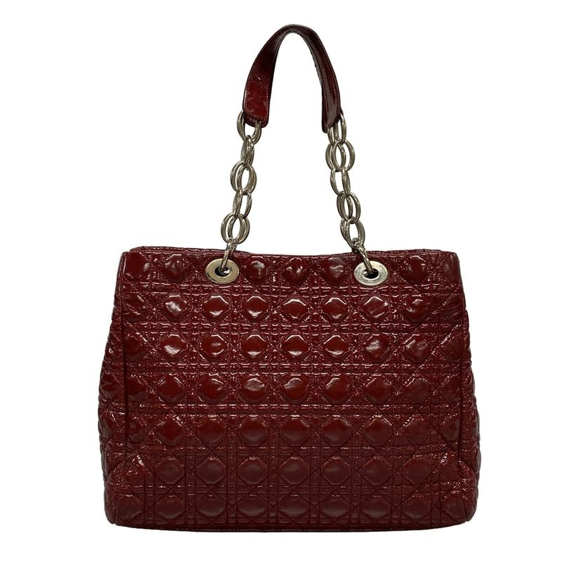 Dior/christian Dior Tote Bag Canage Stitch Red Chain Shoulder Leather