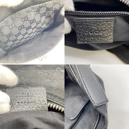 Gucci 131211 Shoulder Bag Crossbody Messenger GG Canvas Leather Black Ladies