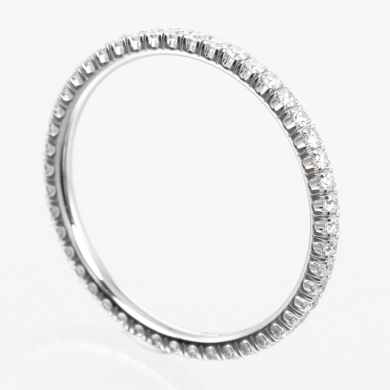 Cartier Etancel Full Eternity 18kwhite Gold With Diamonds #7.5 Ladies 1.1g Ring