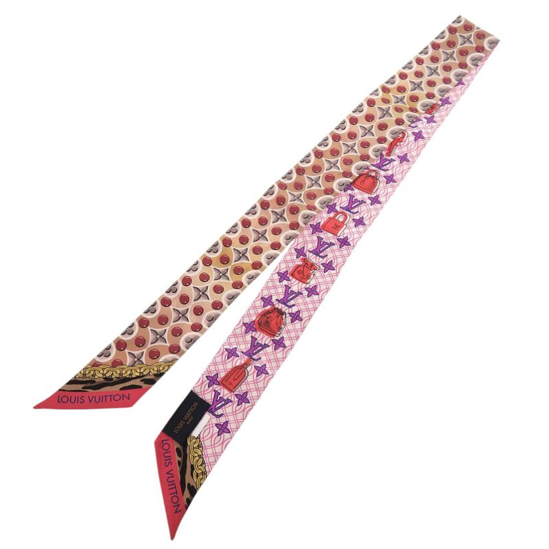 Louis Vuitton Bandeau BB Bubble Gram M76109 Silk Red Multicolor Scarf LV 1417