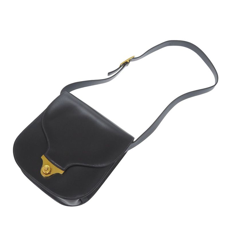 Hermes Vintage Box Calf Black Shoulder Bag Black 0816hermes