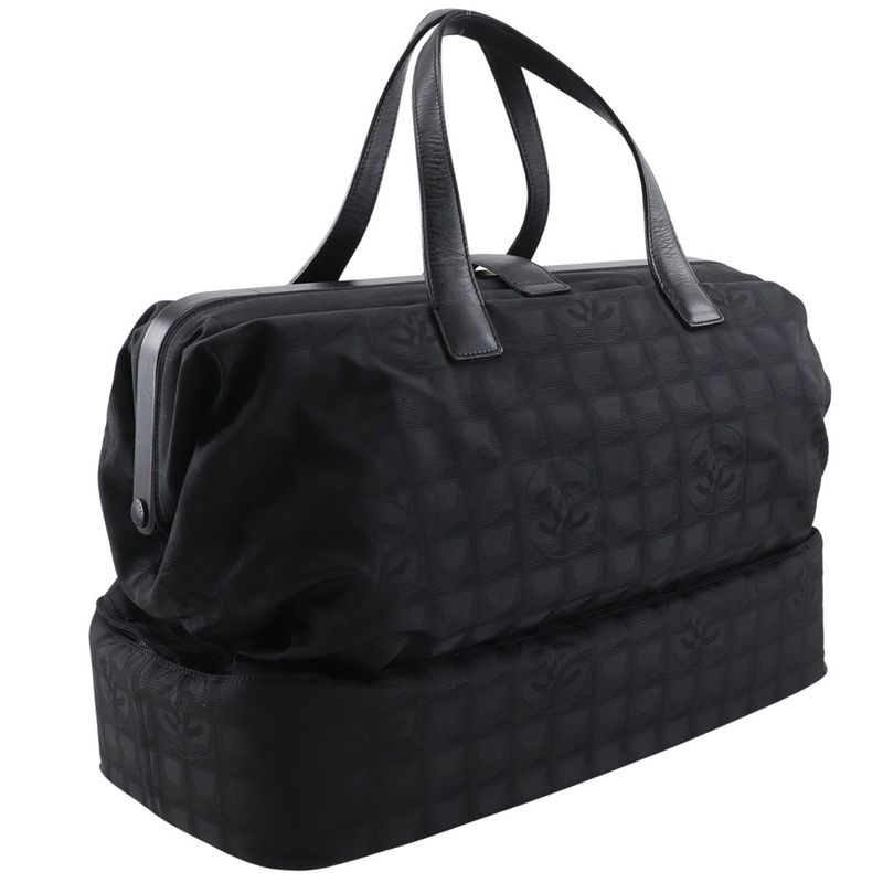 Chanel New Travel Line A15960 Nylon Canvas Black Ladies Boston Bag