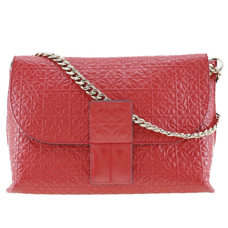 Loewe Avenue Repeat Anagram Chain Shoulder Calf Red Ladies Shoulder Bag