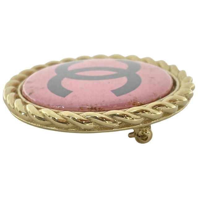 Chanel Brooch Pin Brooch Accessories Jewelry Circle Small Coco Mark GP Pink