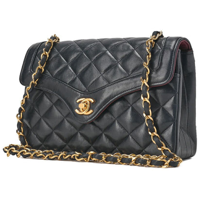 Chanel Mini Matelasse Turnlock Design Flap Chain Shoulder Bag Lamb Skin Navy