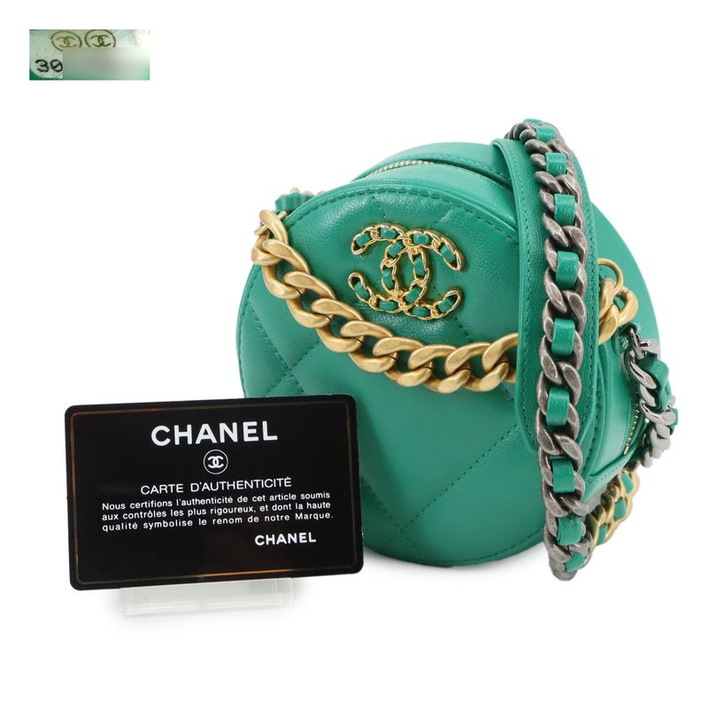 Chanel 19 Round Clutch Chain Shoulder Bag Lambskin Green Ap0945 Chanel 19 Bag