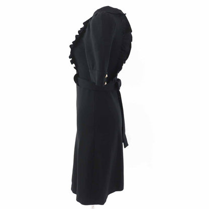 Gucci 445275 Ruffle Design With GG Pearl Buttons Ribbon Short Sleeves Dress