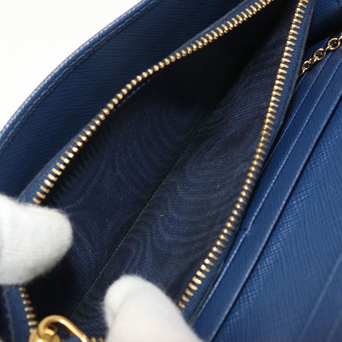 Prada 1mh132 QME F0016 Long Saffiano Leather With Ni Fold Coin Purse Women