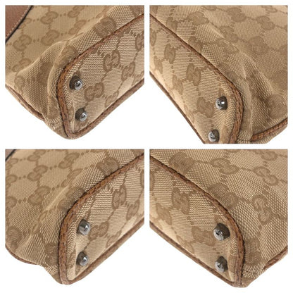 Gucci Beige Brown Silver Hardware GG Canvas 113015 Tote Bag Shoulder Bag Women