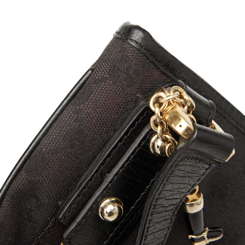 Gucci GG Canvas Crossbody Shoulder Bag 144388 Black Canvas Leather Ladies Gucci