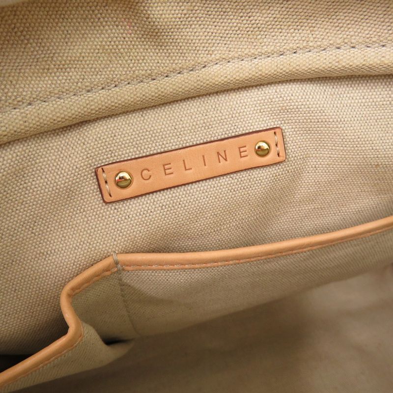 Celine Sulky Carriage PVC Leather Gray White Handbag Boston Bag 1198 Celine