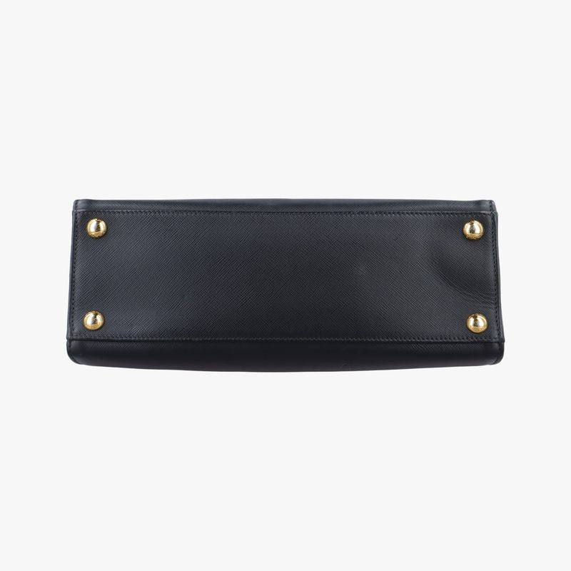 Prada Framed Top Handle Tote Black Saffianoleather 7/9