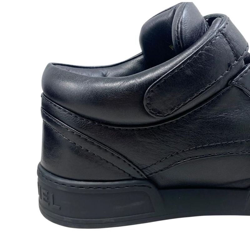 Chanel Sneakers Velcro High Cut G45110 36 Size Matelasse Coco Mark Logo Black