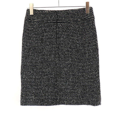 Chanel 2003c Tweed Wool Tight Skirt P20413v11528 Black White 36