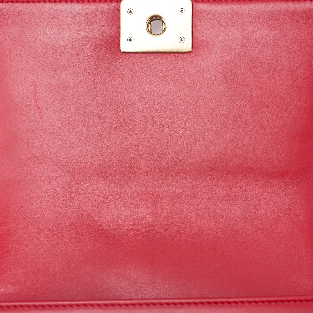 Chanel Boy Chanel Matelasse Chain Shoulder Cotton And Peroa Red And Multicolor