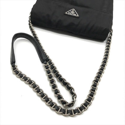 Prada Nylon Tessuto Chain Shoulder Bag Black