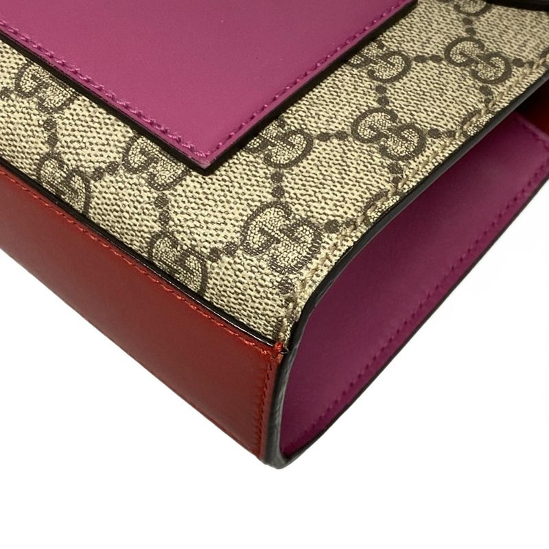 Gucci Shoulder Bag Padlock GG Small 409487 Dark Brown X Red X Multi Chain