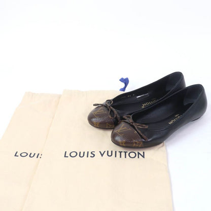 Louis Vuitton 2022 Popi Line Monogram Leather Ballet Shoes Black 36 Storage