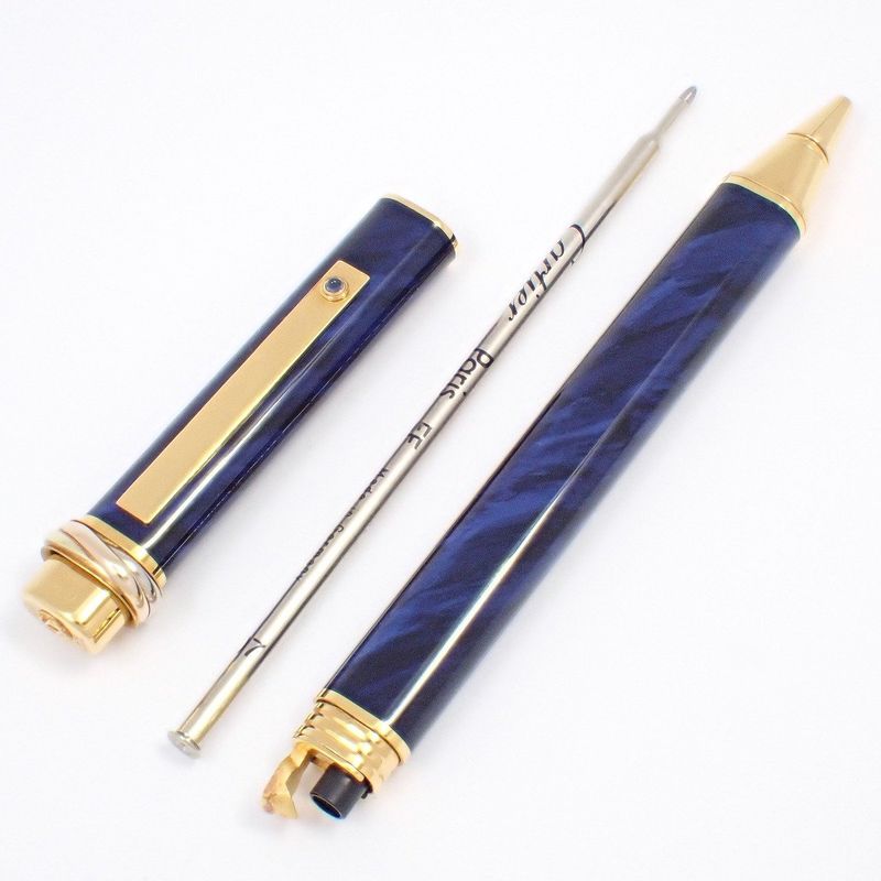 Cartier Trinity Ballpoint Pen Marble Blue Lacquer Sodalite
