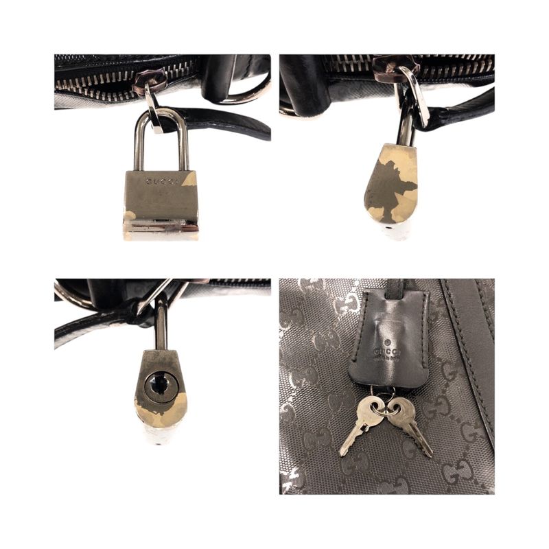 Gucci Imprime Black Silver Hardware PVC 208463 Business Bag Tote Men 505475