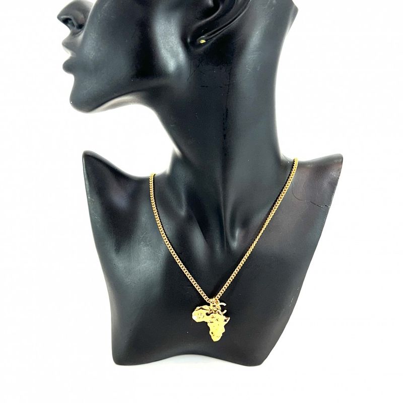 Chanel Necklace Ladies Africa Continent Pendant Accessories With Adjuster Coco