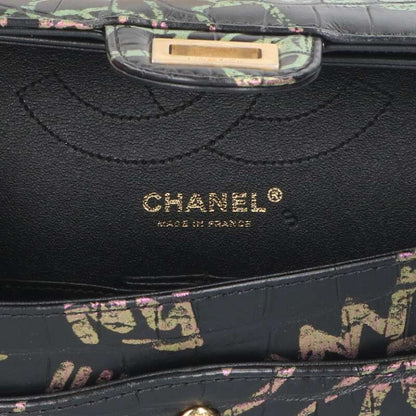 Chanel 2.55 Graffiti Croc Shape Push W Flap Chain Shoulder Bag Women 25
