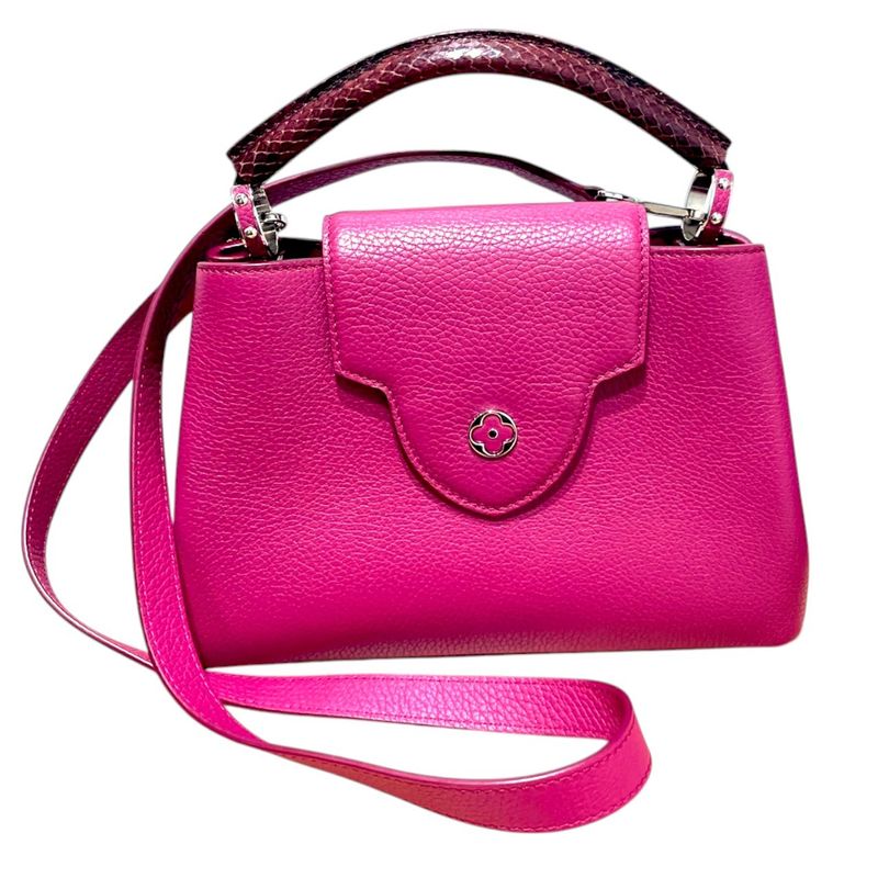 Louis Vuitton ⑤ Tr0116 Python Handle Capucines BB 2WAY Handbag Ladies Pink
