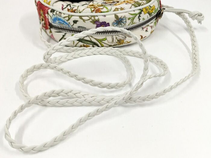 Gucci Flora Mini Shoulder Bag Horsebit Canvas Leather White Multicolor 534951