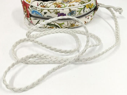 Gucci Flora Mini Shoulder Bag Horsebit Canvas Leather White Multicolor 534951