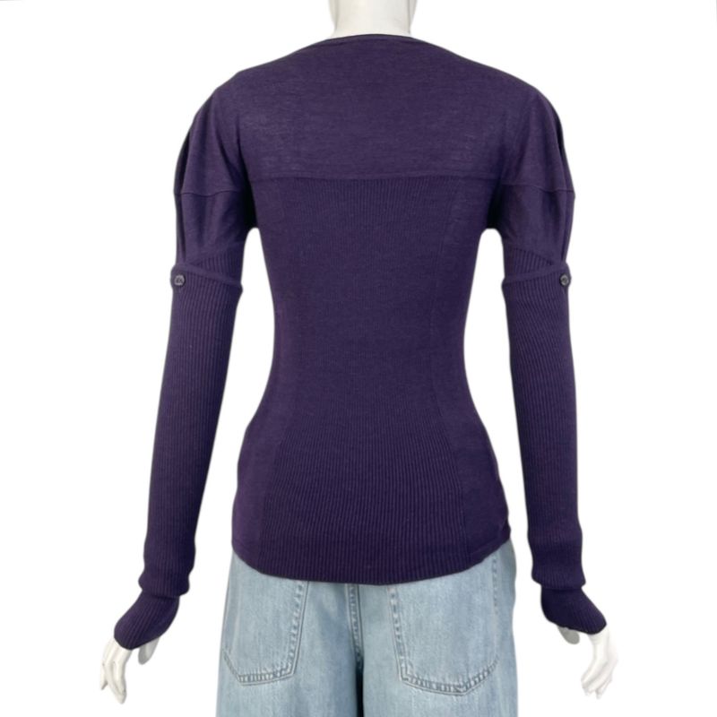 Chanel Top Coco Button Cashmere Silk Knit Purple Size 38