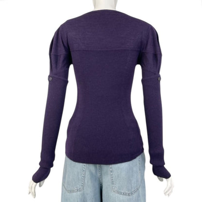 Chanel Top Coco Button Cashmere Silk Knit Purple Size 38