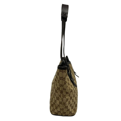 Gucci Tote Bag GG Pattern 106241 Dark Brown And Beige Leather