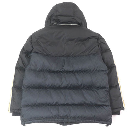 Gucci 598725 GG Jacquard Sideline Logo Hooded Down Coat Jacket Black 50 Made In