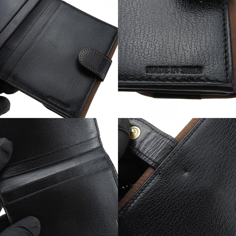 Loewe Bifold Wallet Velasquez Leather Black Brown Gold Hardware Everyday Use