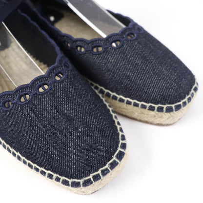 Hermes 231140z Chaine D'ancre Ankle Ribbon Denim Slip-on Indigo 37 With Box And