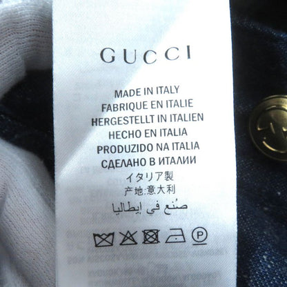 Gucci 521009) 100% Cotton Webline GG Logo Button Rabbit Embroidered Denim
