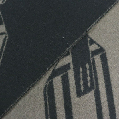 Hermes H394808t Zigzag Sangle 100% Cashmere Shawl Scarf Black Basalt With Box