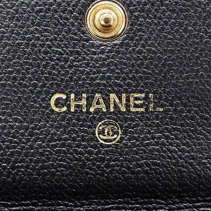 Chanel Wallet Women's Brand Bifold Wallet Coco Button Leather Black None Place